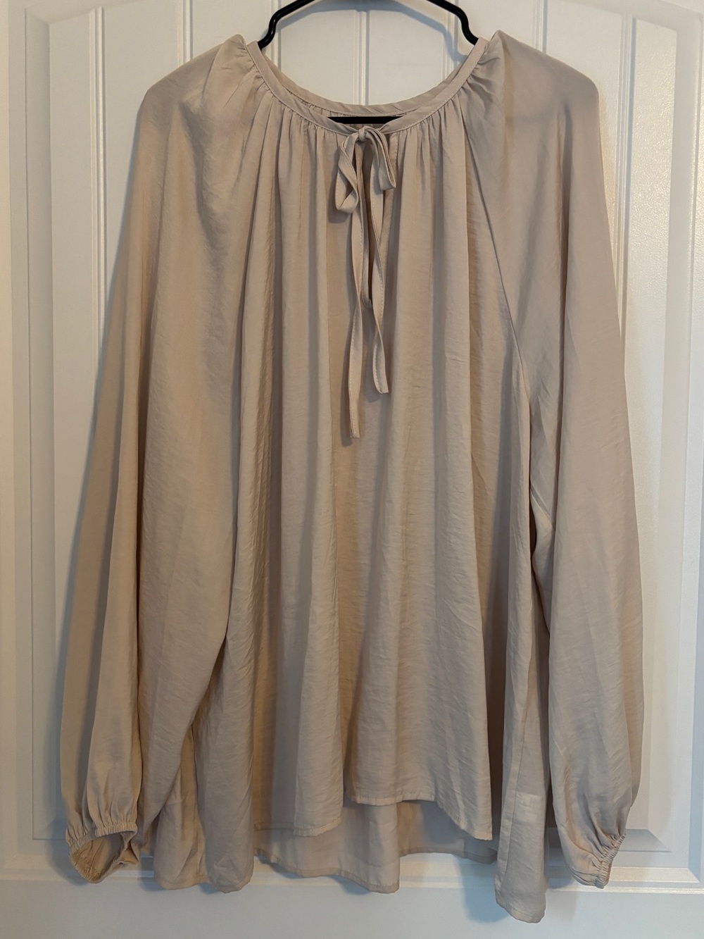 Light Cream Tie-Neck Long Sleeve Tunic